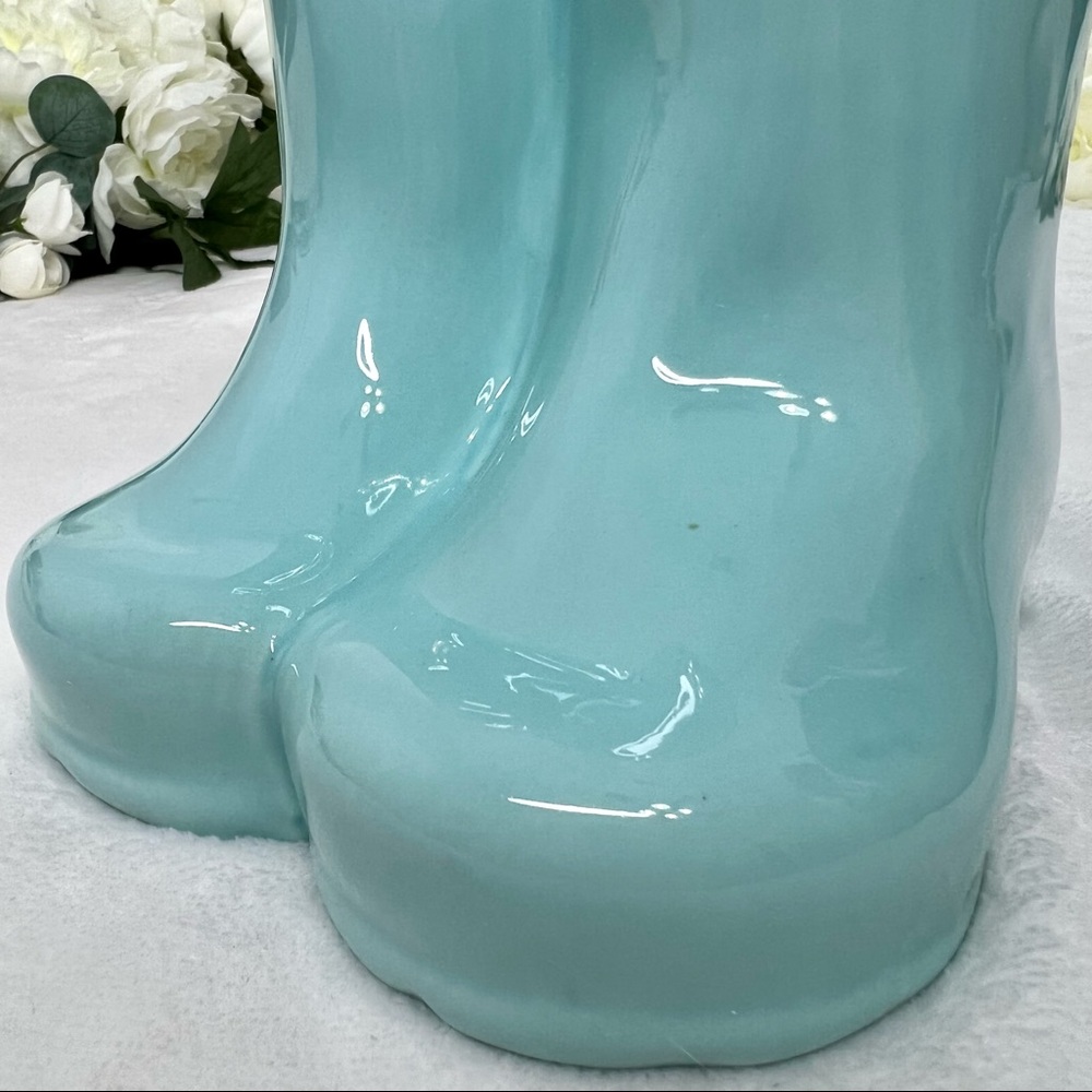 ❌SOLD❌ Rae Dunn NWT FRESH HERBS Rain Boots Planter Aqua Blue Green 6” Planter - Picture 13 of 16